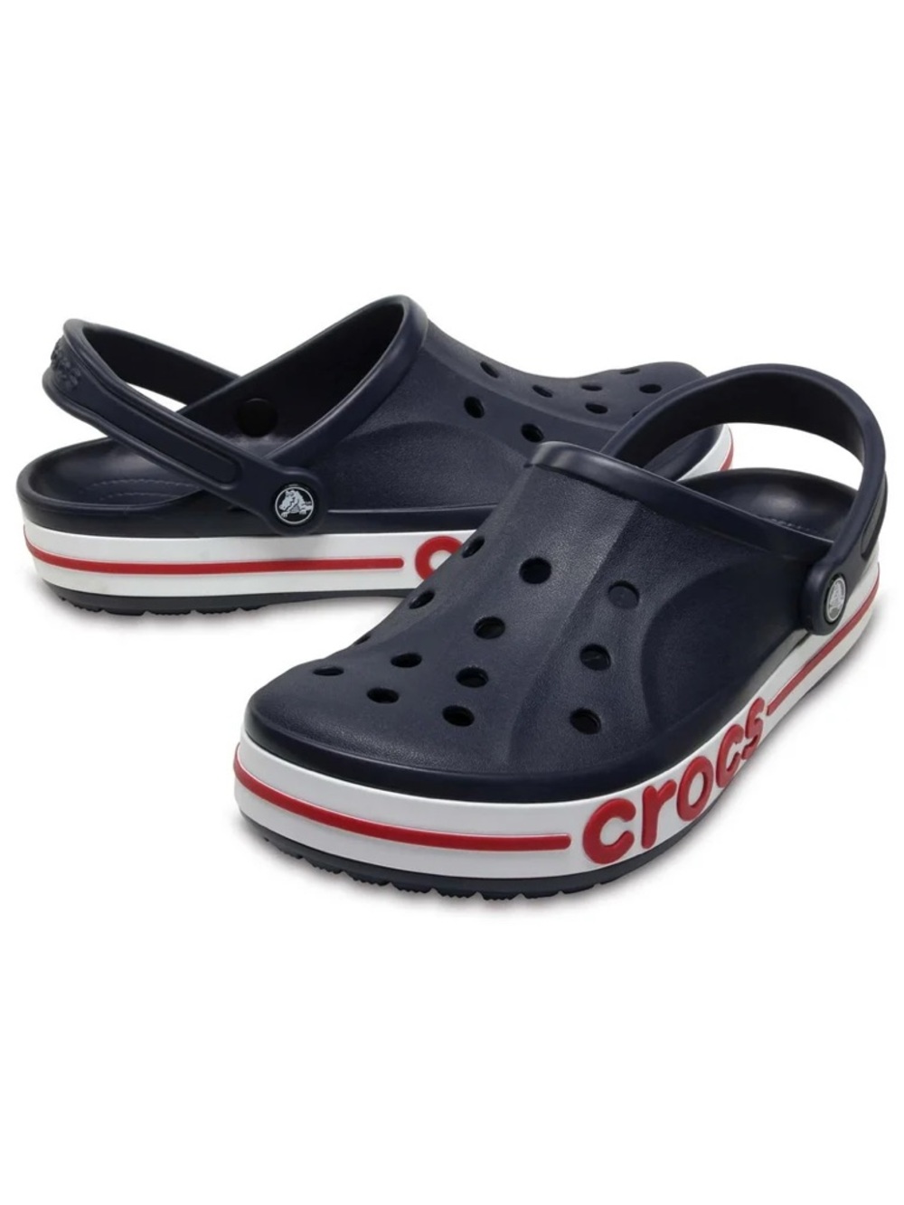 New Unisex Crocs Logo Bayaband Navy Blue Pepper Red Clogs Shoes Womens 6 Mens 4π - Picture 2 of 8